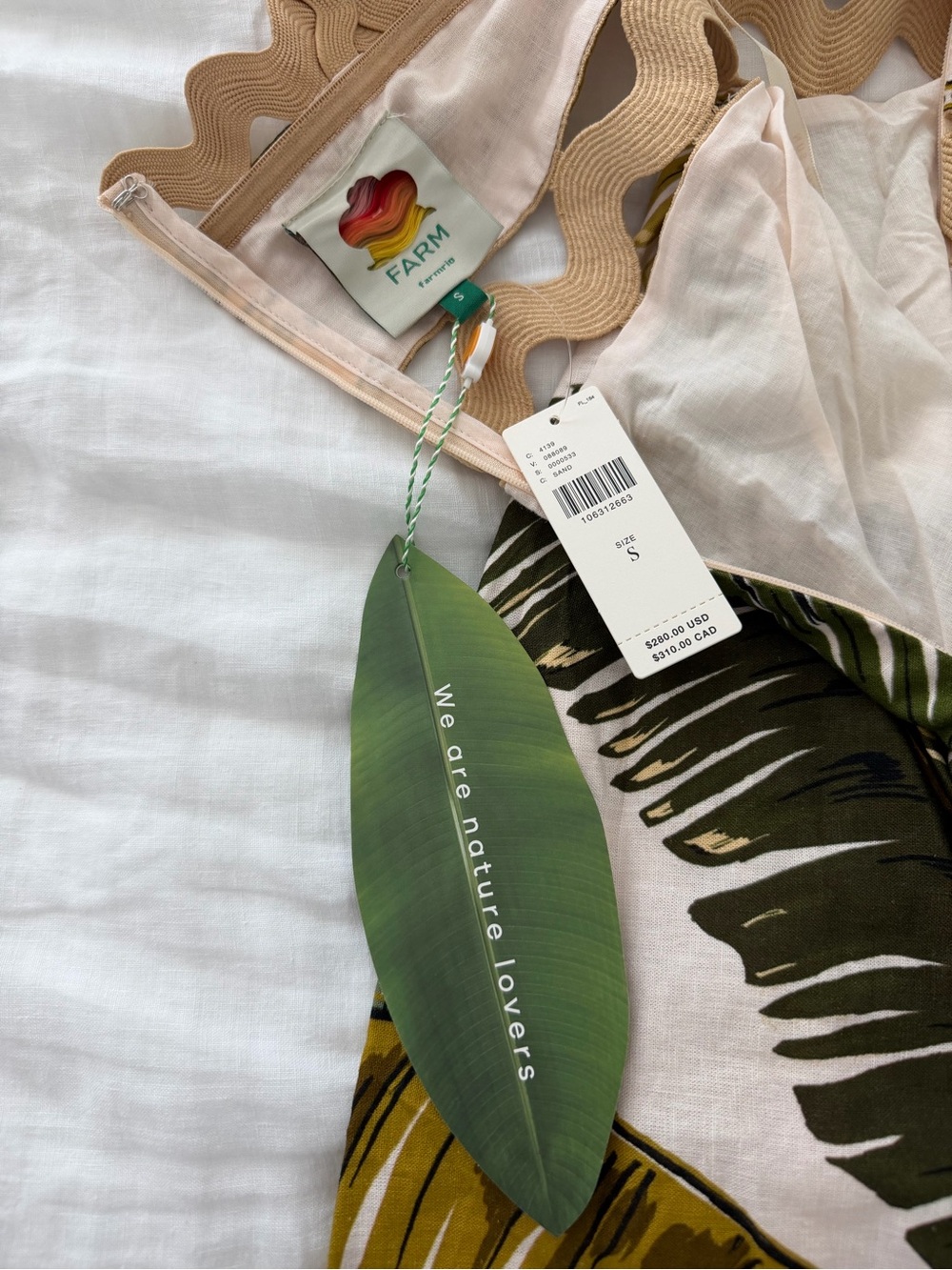 FARM Rio Cream Midi Dress with Green and Olive Leaf Print - Picture 6 of 10